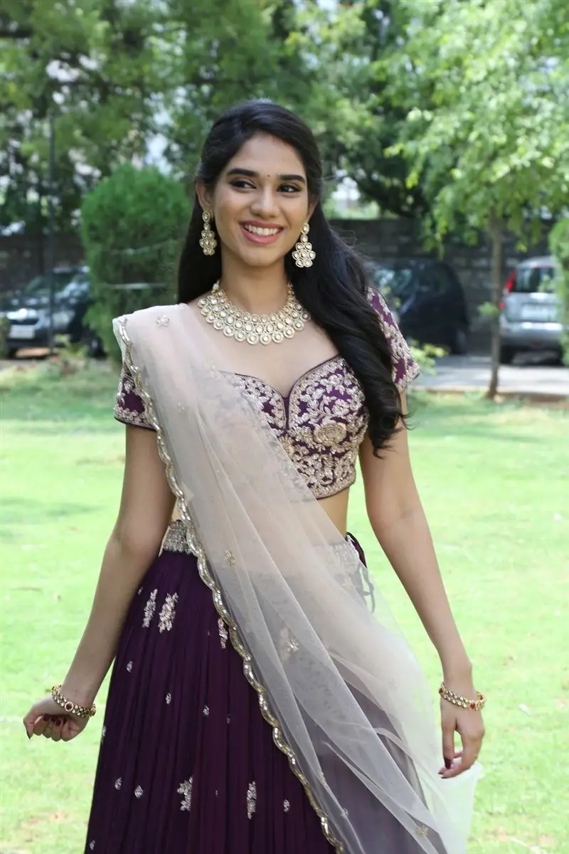 TELUGU ACTRESS TANVI AKAANKSHA IN VIOLET LEHENGA CHOLI 1